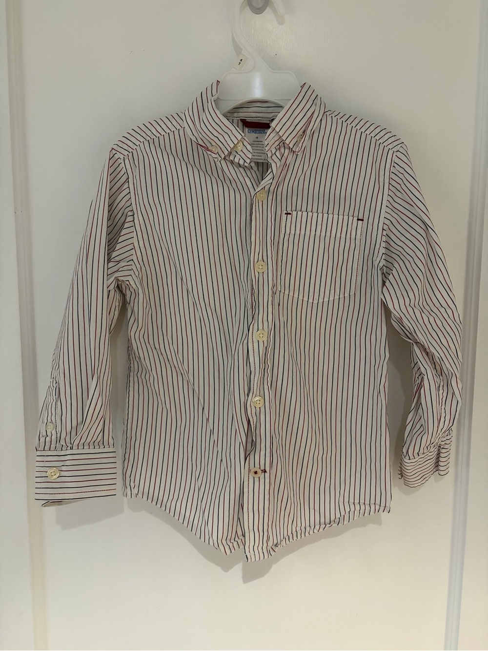Boys Size 4 Red, White, and Blue Gymboree Long Sleeve Dress Shirt
